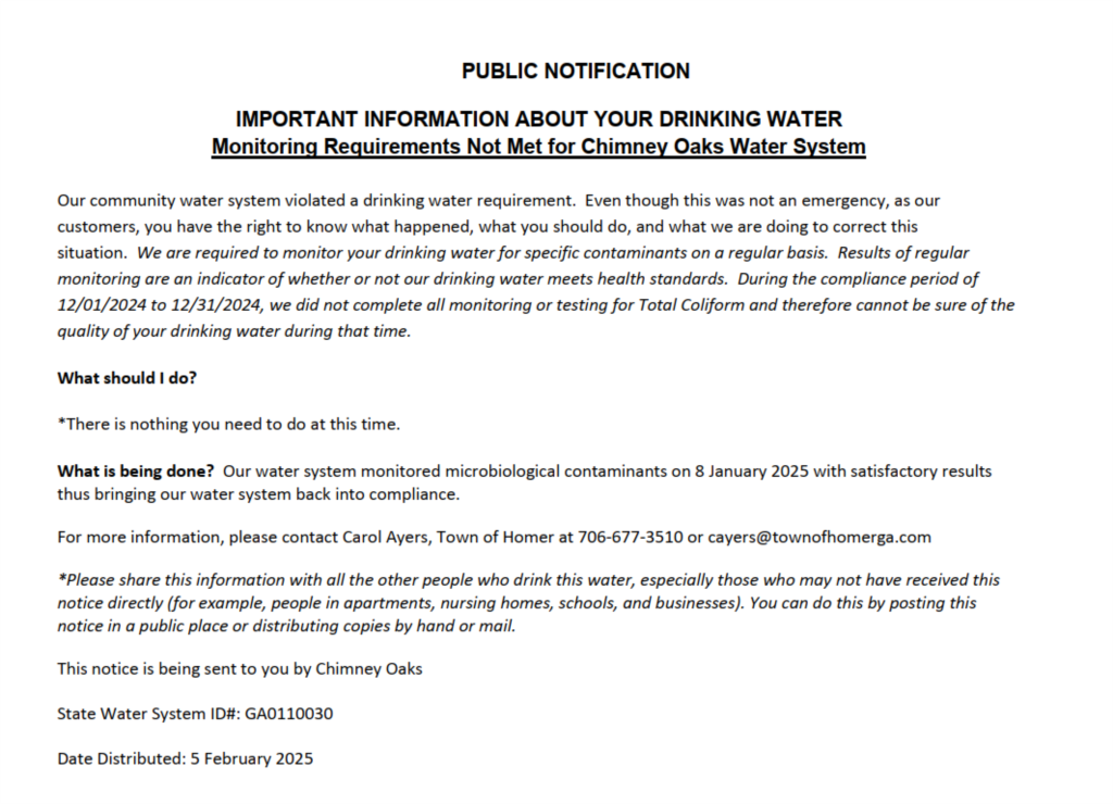 Public Notice Drinking Water